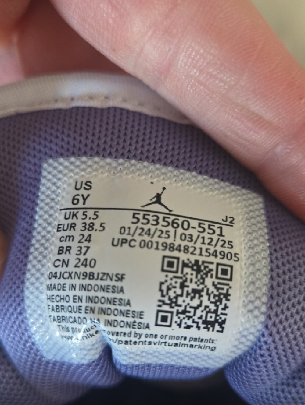 Air Jordan 1 Low GS Court Purple / Amethyst 6 Youth/womens 7.5 NeW - Picture 7 of 8